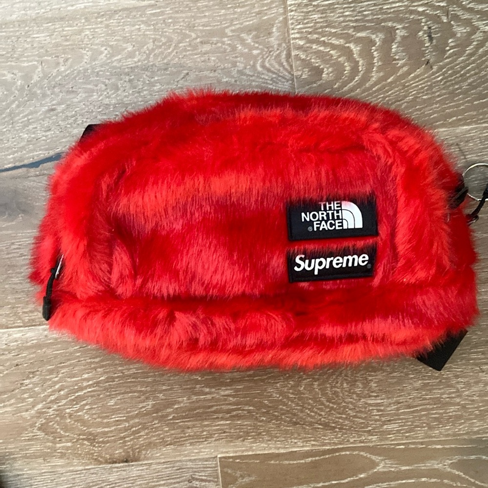 Supreme x The North Face Red Faux Fur Shoulder Bag